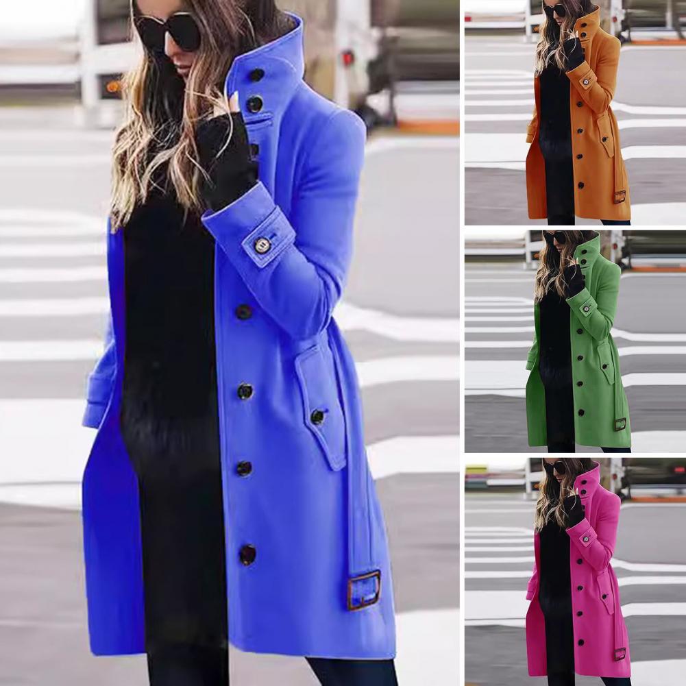 Funki Findz | Jackets | Women's Wool Blend Stand Collar Coat