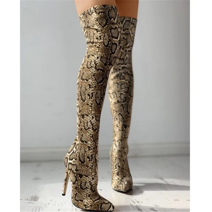 Funki Findz | Boots | Women's High Stiletto Leopard Print Boots