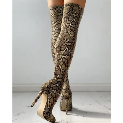 Funki Findz | Boots | Women's High Stiletto Leopard Print Boots