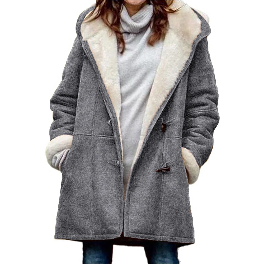 Funki Findz | Jacket | Women's Thick Fleece Hooded Long Coat
