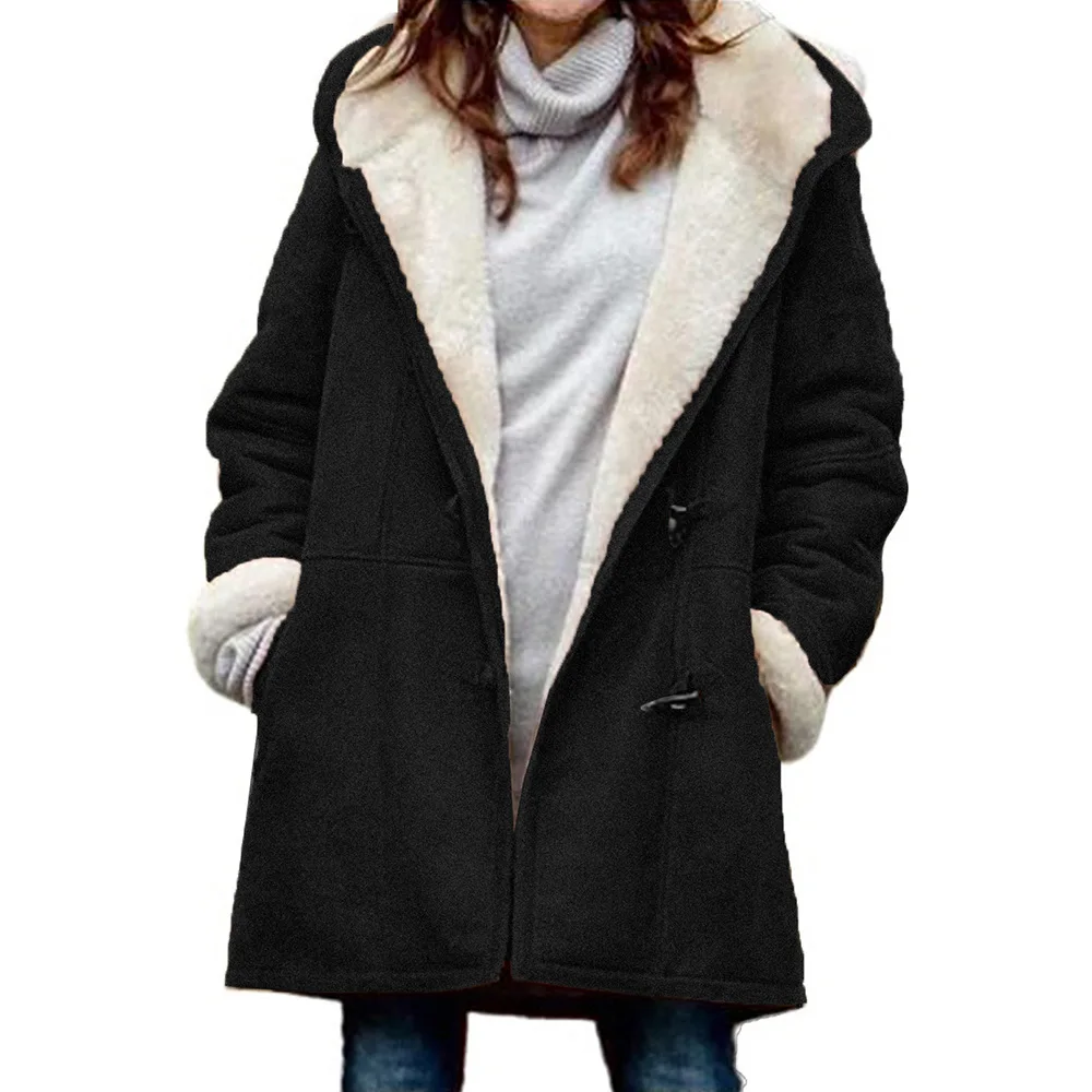 Funki Findz | Jacket | Women's Thick Fleece Hooded Long Coat