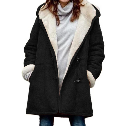 Funki Findz | Jacket | Women's Thick Fleece Hooded Long Coat