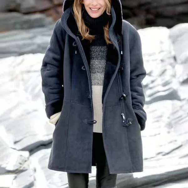 Funki Findz | Jacket | Women's Thick Fleece Hooded Long Coat