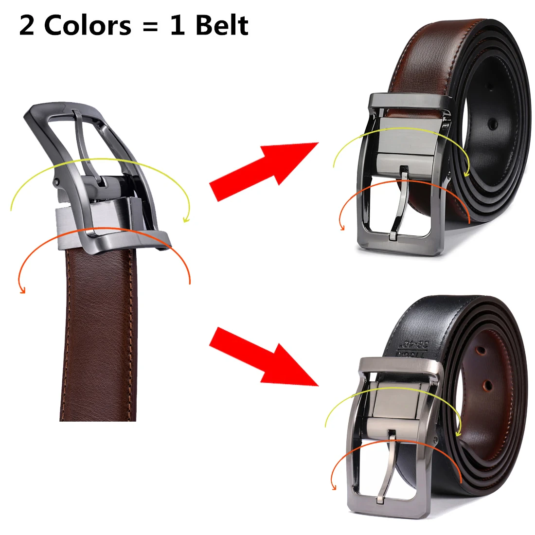 Funki Findz | Belts | Men's Leather Reversible Belt | Rotatable