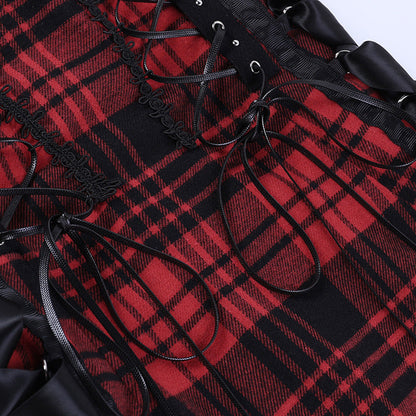Funki Findz | Dresses | Women's Alt Goth Red Plaid Lolita Dress