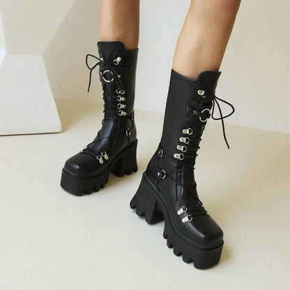 Funki Findz | Boots | Women's Punk High Platform Wedge Boots