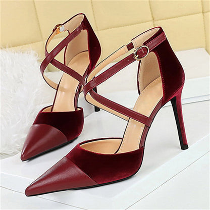 Funki Findz | Shoes | Women's Cross Strap Faux Suede Stilettos