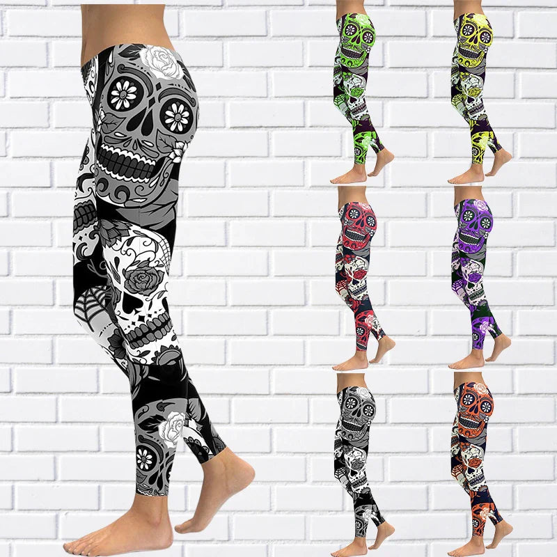 Funki Findz | Pants | Women's Yoga Pants | Skull Print Leggings