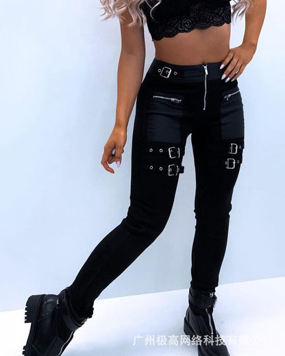 Funki Findz | Pants | Women's Gothic Punk Buckle Strap Pants