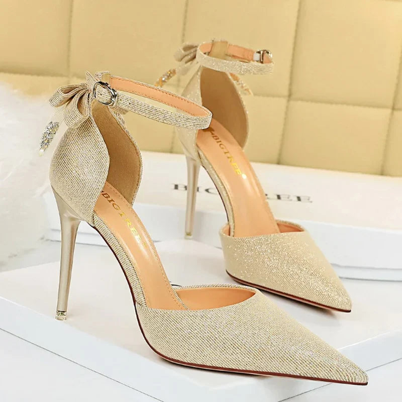 Funki Findz | Shoes | Women's Glitter Bow Knot Strappy Heels