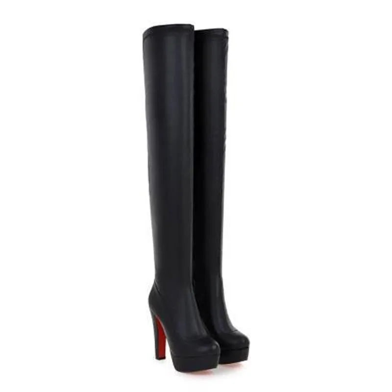 Funki Findz | Boots | Women's Thigh High Block Heel Boots