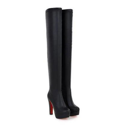 Funki Findz | Boots | Women's Thigh High Block Heel Boots