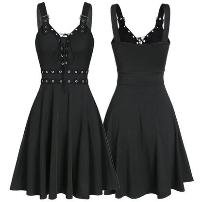 Funki Findz | Dresses | Women's Gothic Lace Up Mini Dress