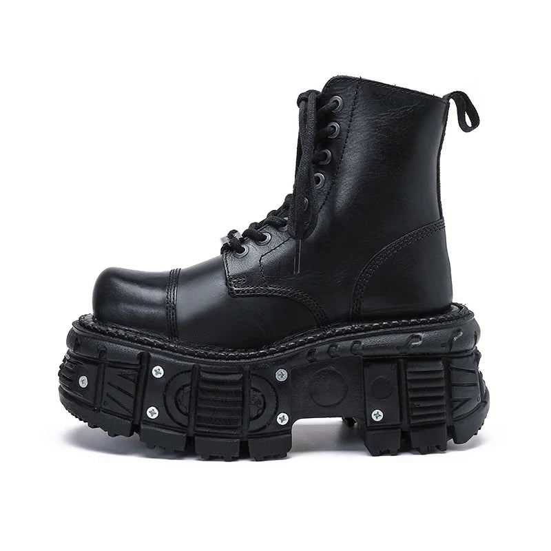 Funki Findz | Boots | Women's Leather Dark Punk Lace Up Boot