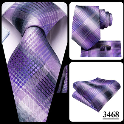 Funki Findz | Neckties | Men's Purple Silk Wedding 3Pcs Tie Set