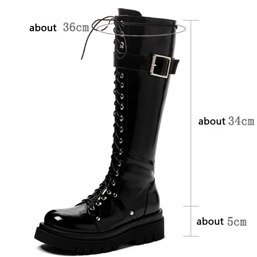 Funki Findz | Boots | Women's Gothic Big Buckle Knee High Boot