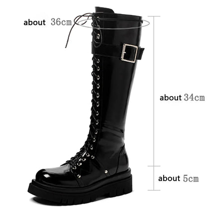 Funki Findz | Boots | Women's Gothic Big Buckle Knee High Boot