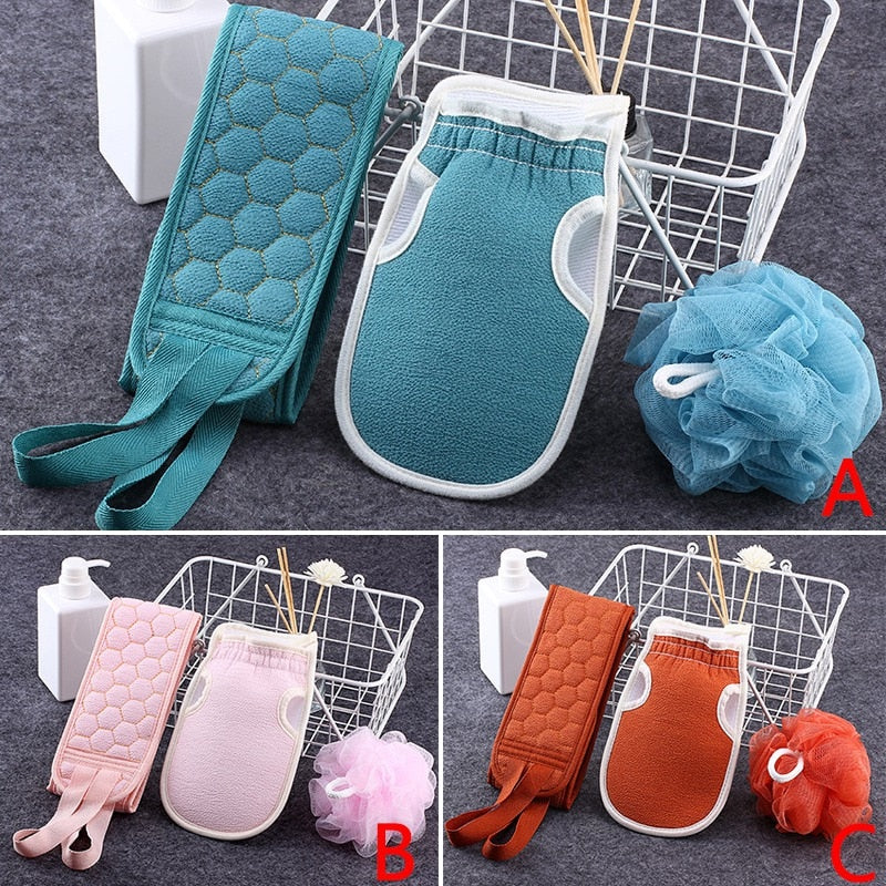Funki Buys | Back Scrubber | Soft Loofah Bath Brush 3 Pcs Set Back Scrubber Belt
