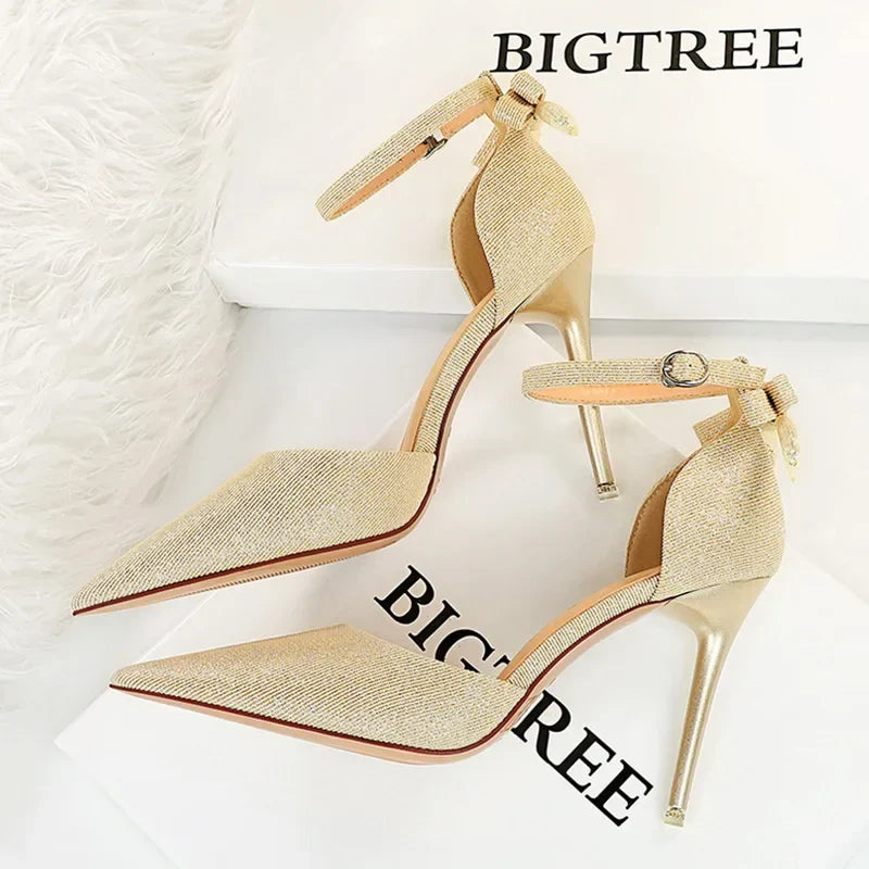 Funki Findz | Shoes | Women's Glitter Bow Knot Strappy Heels