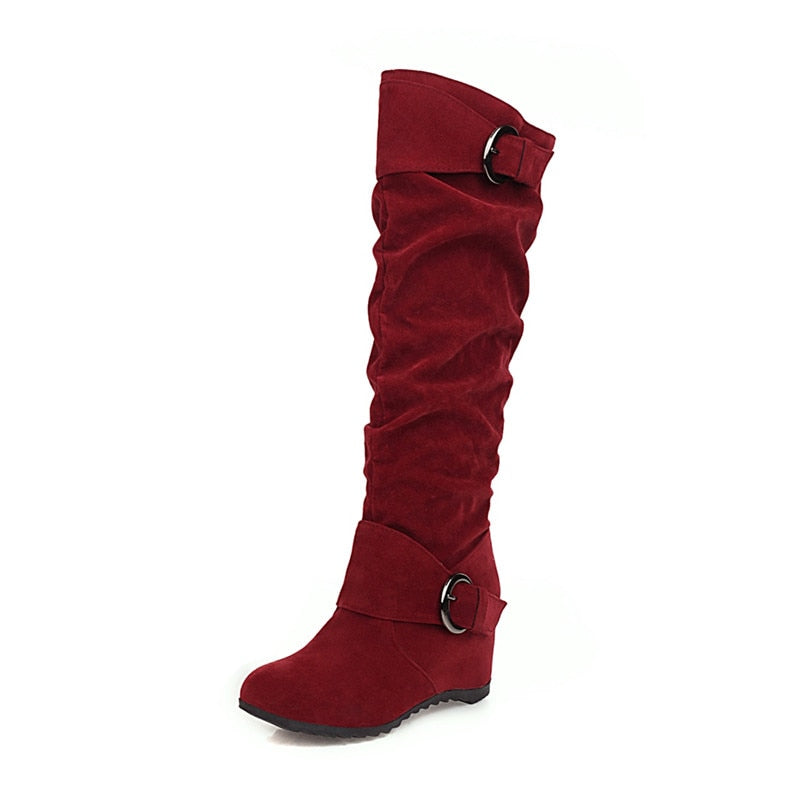 Funki Findz | Boots | Women's Mid-Calf Suede Wedge Boot