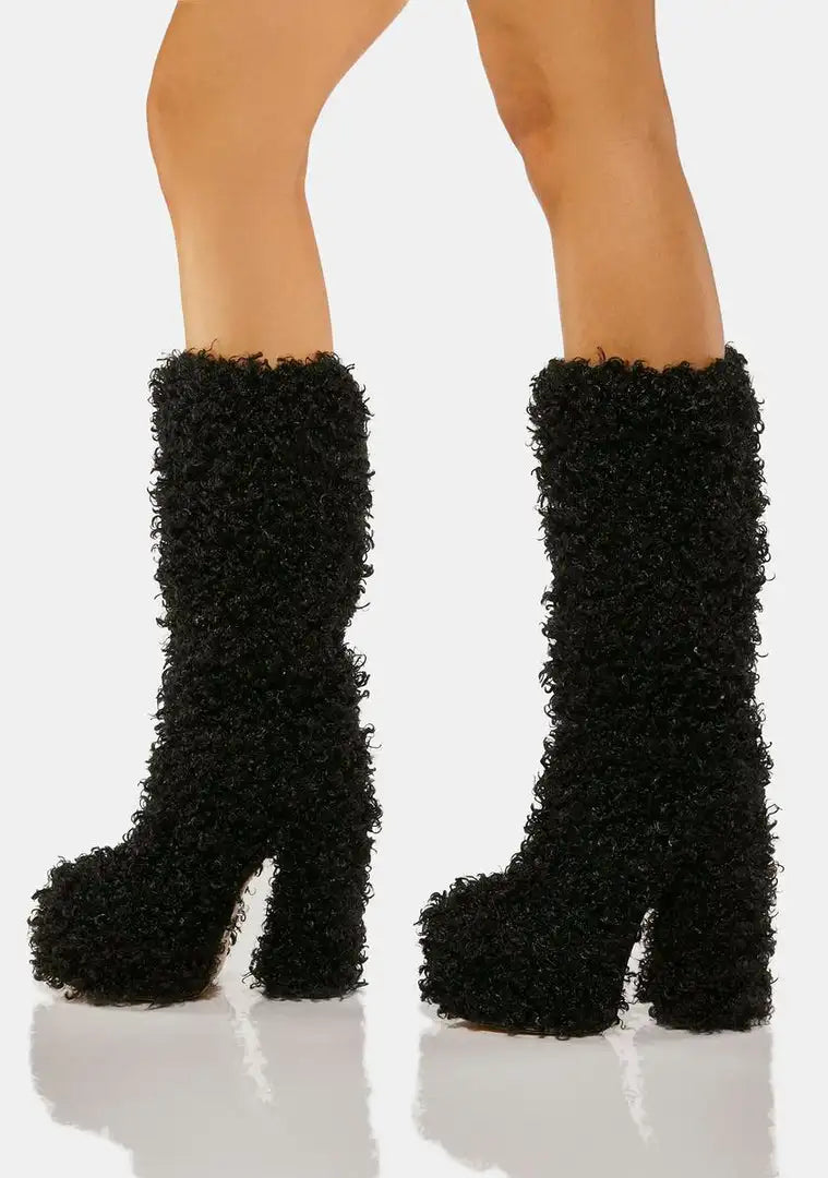 Funki Findz | Boots | Women's Knee-High Fuzzy Platform Boots