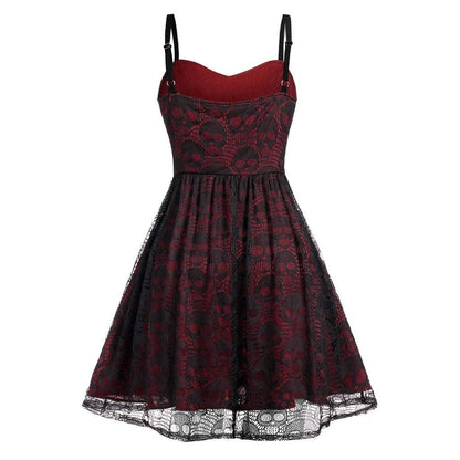 Funki Findz | Dresses | Women's Gothic Skull Lace Mini Dress