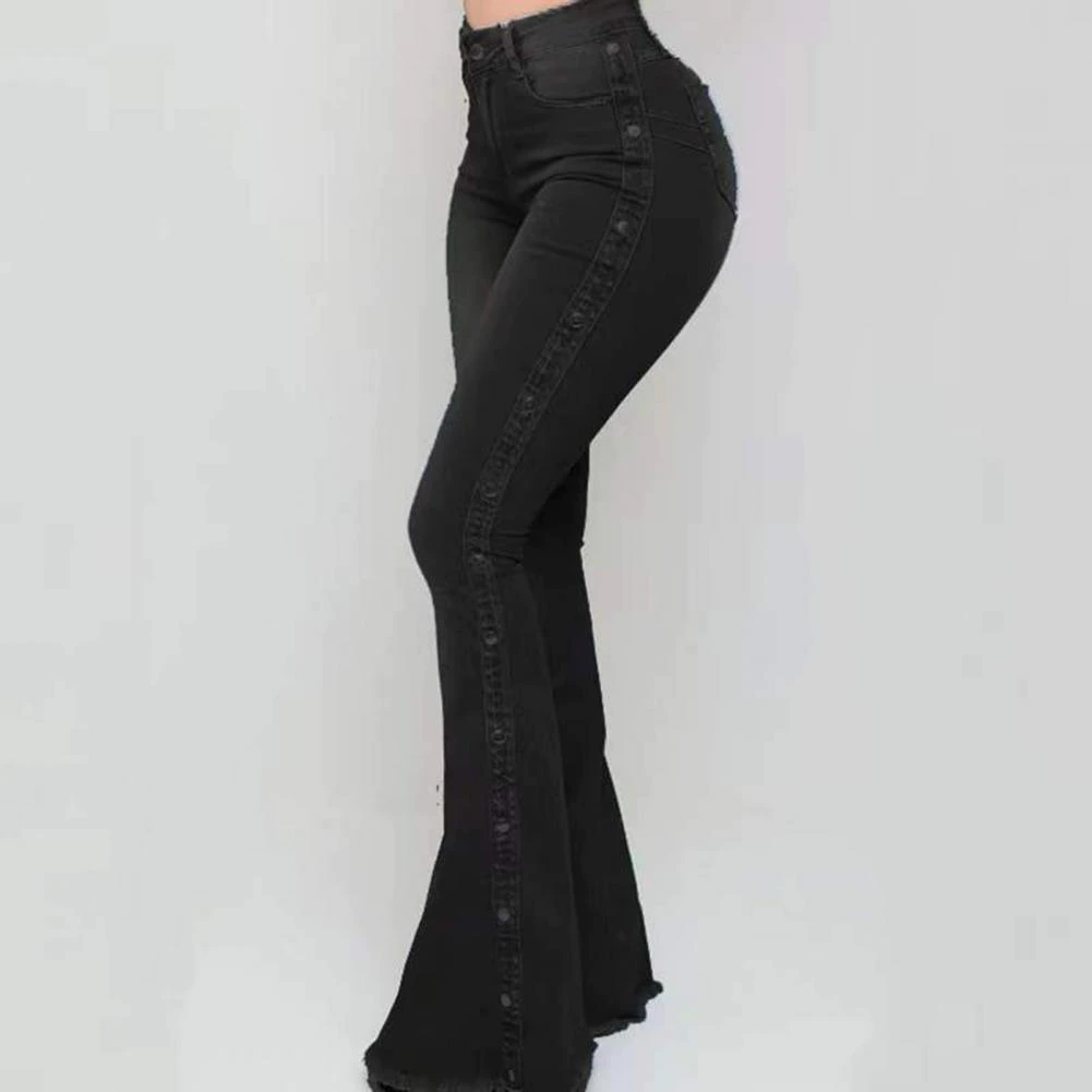 Funki Findz | Pants | Women's Side Button Butt Lift Flared Jeans