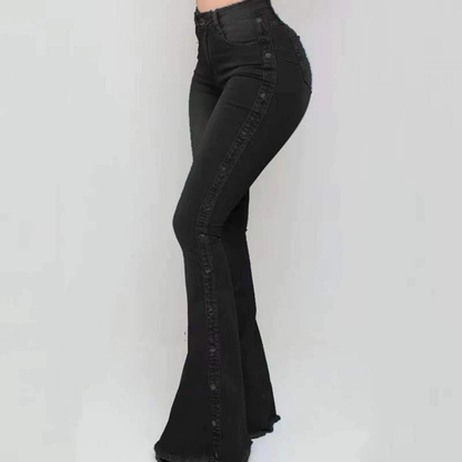 Funki Findz | Pants | Women's Side Button Butt Lift Flared Jeans