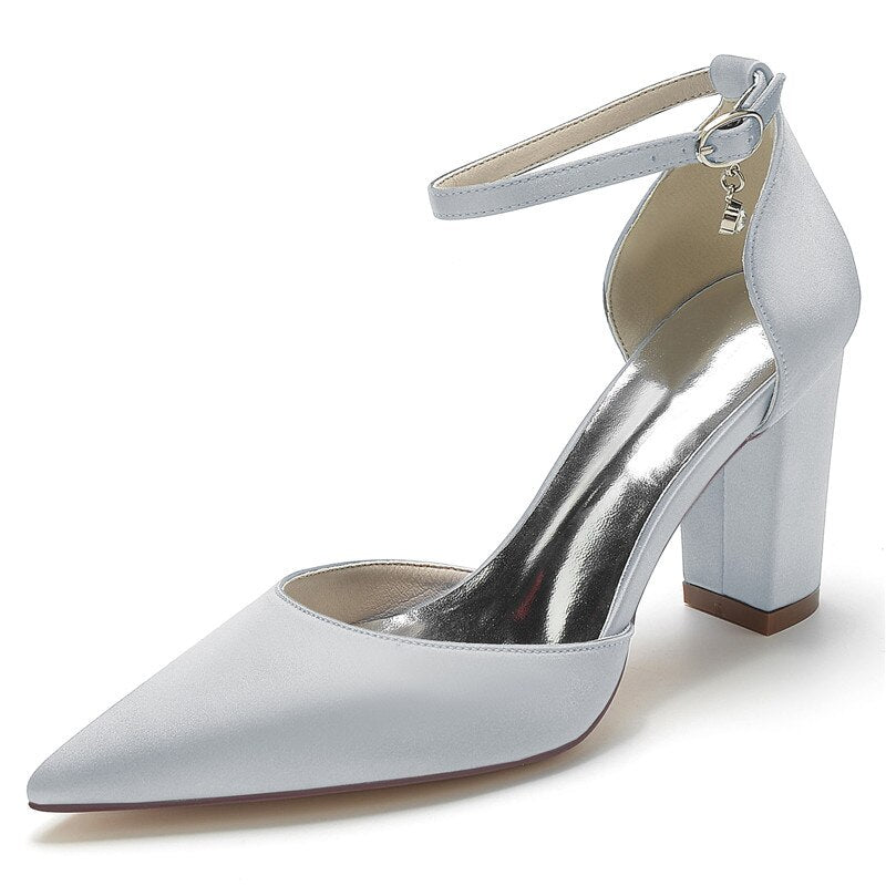 Funki Findz | Shoes | Women's Satin Block Heel Wedding Shoes