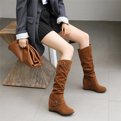 Funki Findz | Boots | Women's Mid-Calf Suede Wedge Boot