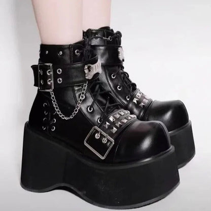 Funki Findz | Boots | Women's Gothic Platform Cosplay Wedges