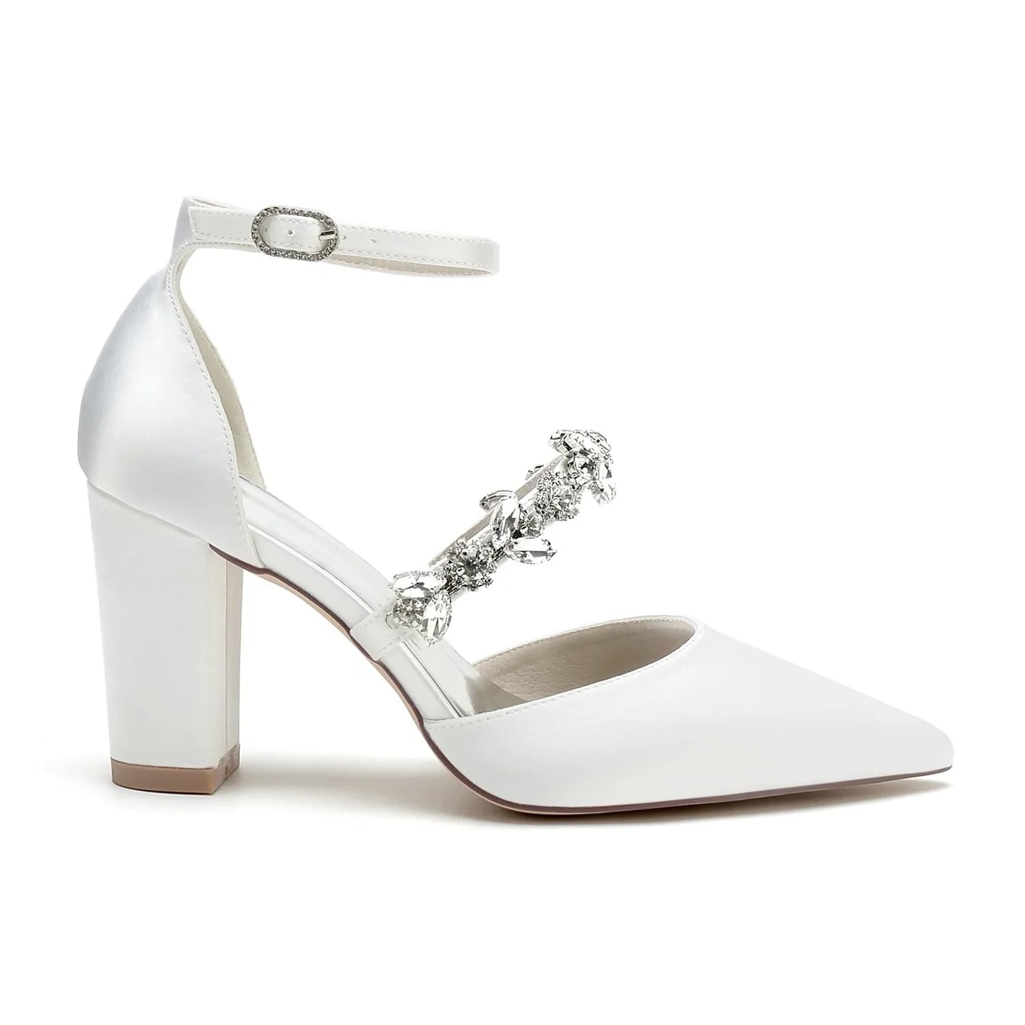 Funki Findz | Shoes | Women's Satin Crystal Block Heeled Shoes