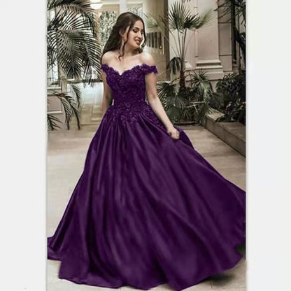 Funki Findz | Dresses | Women's Elegant Long Satin Ball Gown