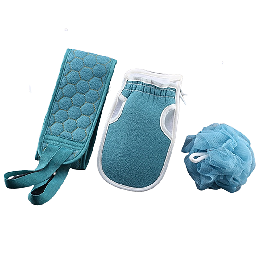 Funki Findz | Back Scrubber | Loofah Sponge Bath Brush Set 3Pc
