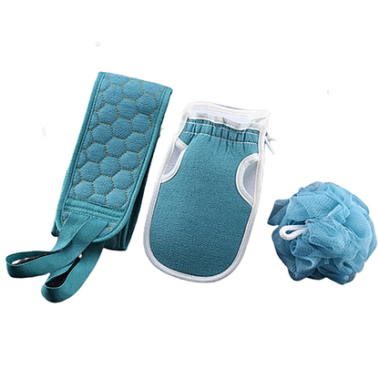 Funki Findz | Back Scrubber | Loofah Sponge Bath Brush Set 3Pc