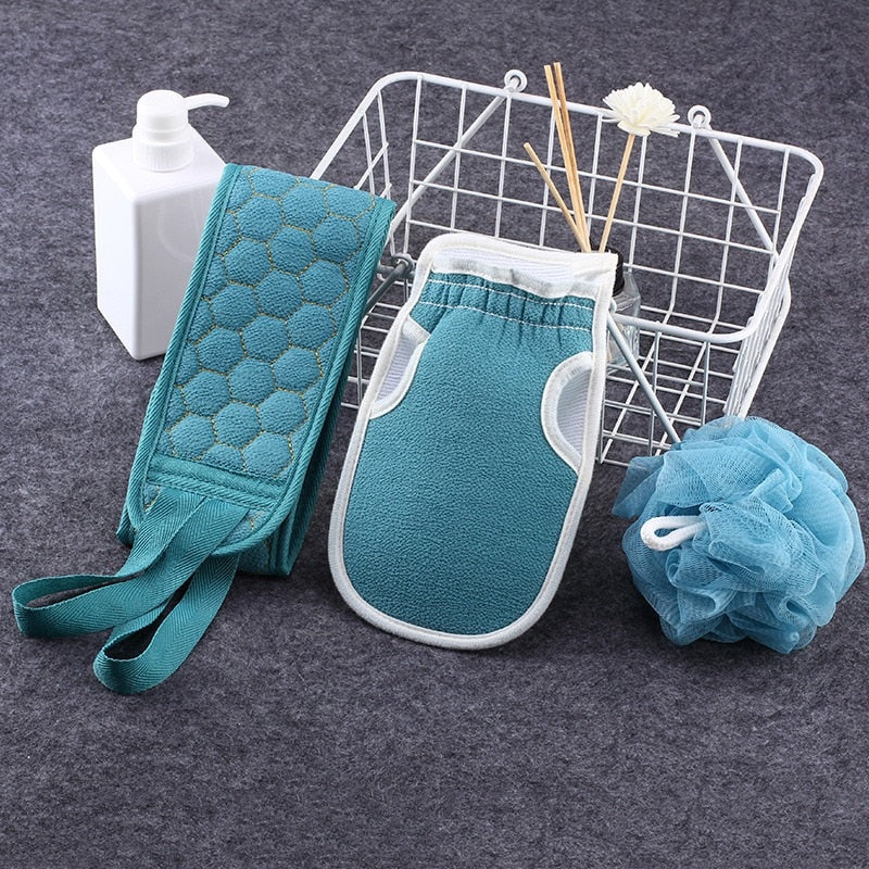 Funki Buys | Back Scrubber | Soft Loofah Bath Brush 3 Pcs Set Back Scrubber Belt