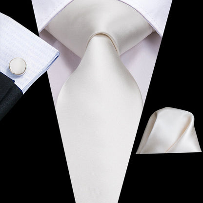 Funki Findz | Neckties | Men's 3pcs White Silk Wedding Tie Sets