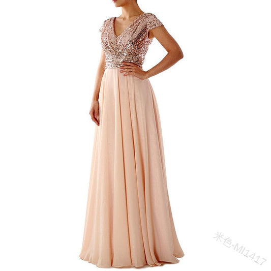 Funki Findz | Dresses | Women's Sequin Chiffon Evening Dress