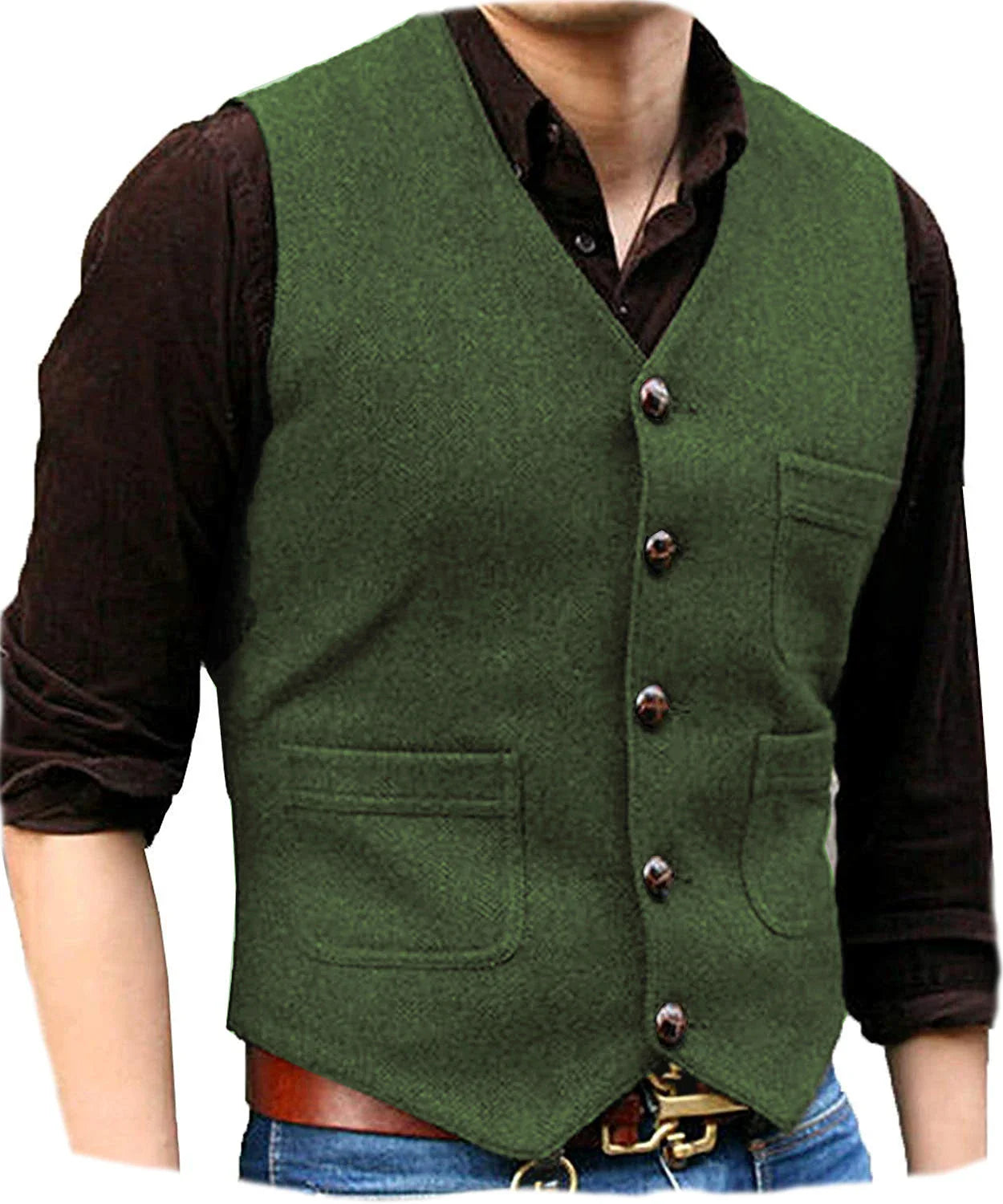 Funki Findz | Vests | Men's Herringbone Tweed Casual Waistcoat