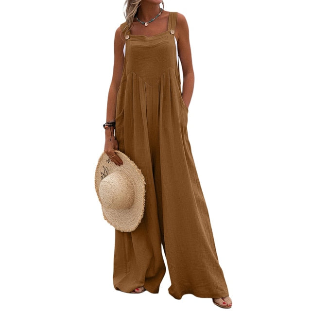 Funki Findz | Pants | Women's Elegant Wide Leg Bib Romper