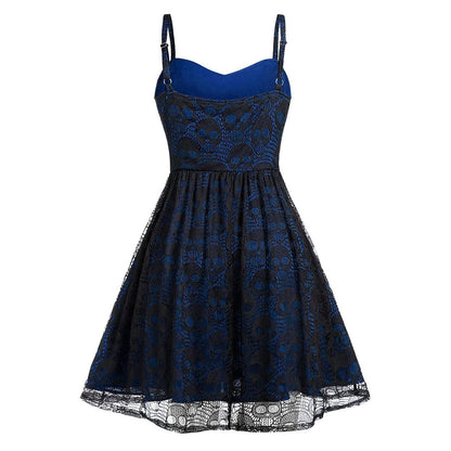 Funki Findz | Dresses | Women's Gothic Skull Lace Mini Dress