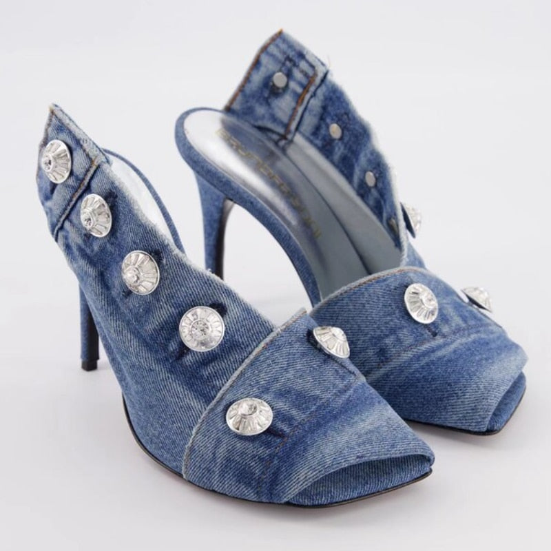 Funki Findz | Shoes | Women's Quirky Denim High Heel Shoes