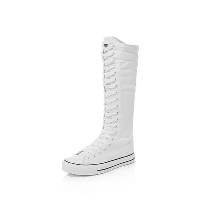 Funki Findz | Boots | Women's Long Lace Up Zipper Canvas Boot