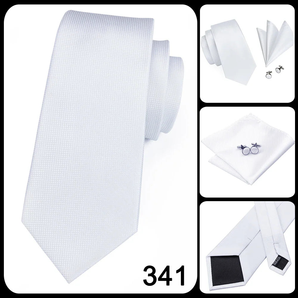 Funki Findz | Neckties | Men's 3pcs White Silk Wedding Tie Sets
