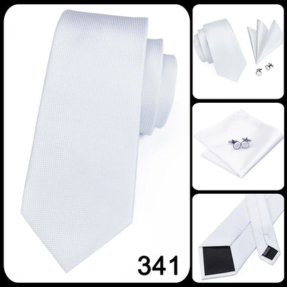 Funki Findz | Neckties | Men's 3pcs White Silk Wedding Tie Sets