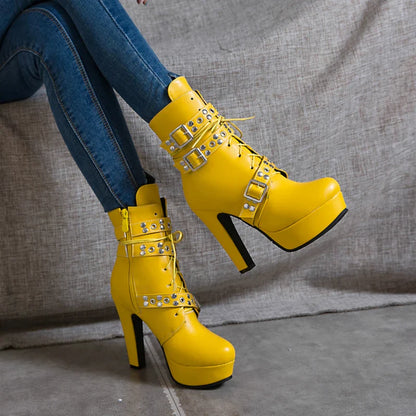 Funki Findz | Boots | Women's Buckle Strap Platform Ankle Boots