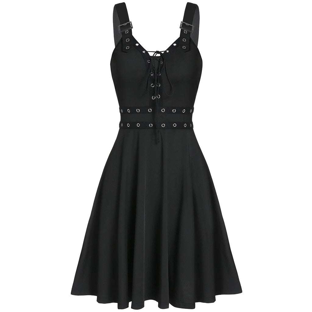 Funki Findz | Dresses | Women's Gothic Lace Up Mini Dress