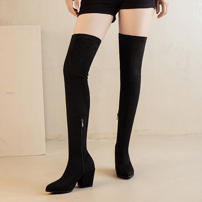 Funki Findz | Boots | Women's Square Mid Heel Over Knee Boots