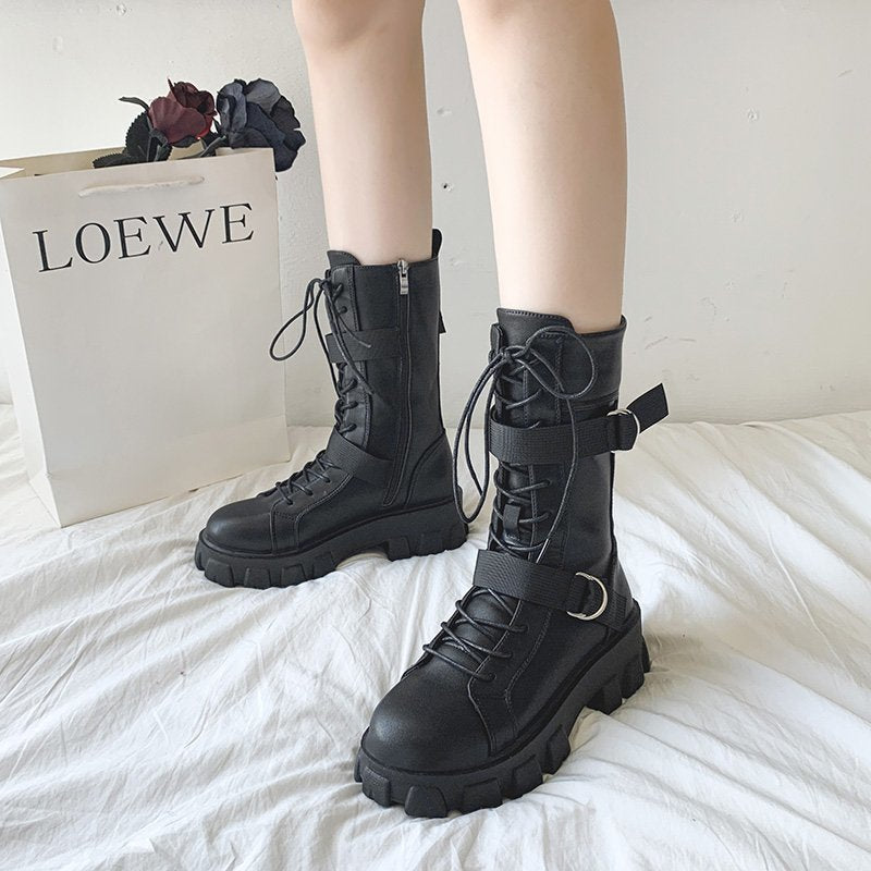 Funki Findz | Boots | Women's Lace-Up Combat Boots Biker Boot