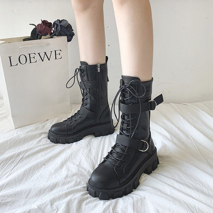 Funki Findz | Boots | Women's Lace-Up Combat Boots Biker Boot